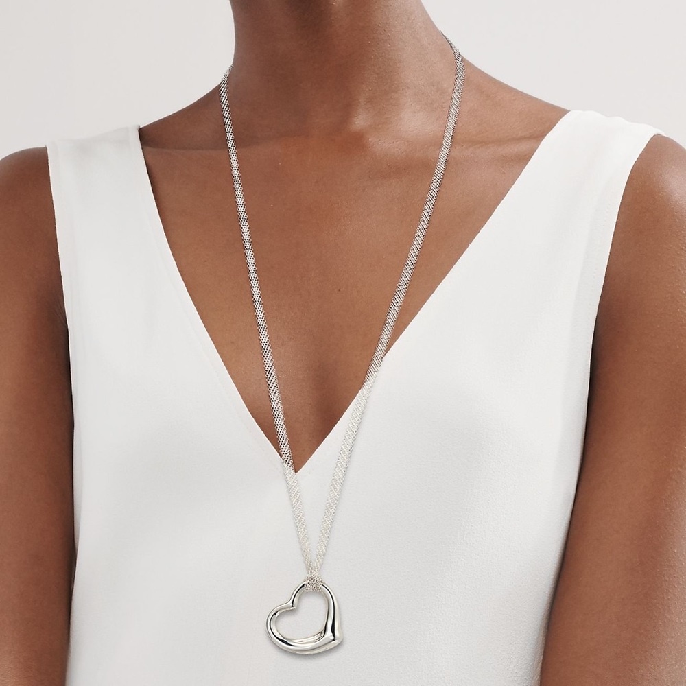 Elsa Peretti large Tiffany heart on mesh chain.